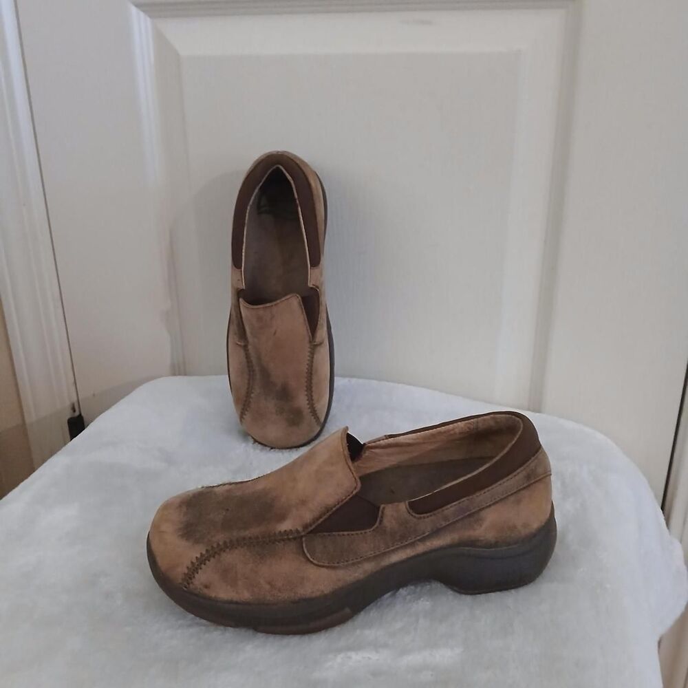 Dansko Distressed Brown Leather Slip-On Clog Loafers 36 Comfort Granola Classic